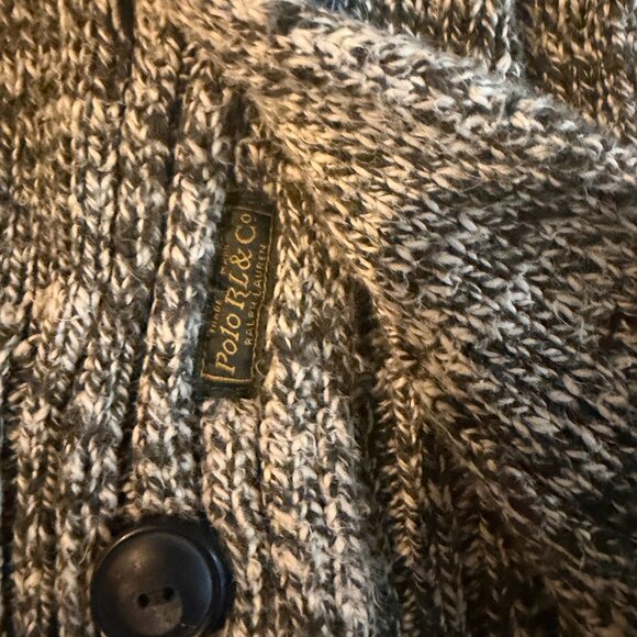 Polo Ralph Lauren Men's Small Heathered Gray Green Shawl Cardigan Sweater - Picture 7 of 9